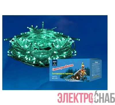 Гирлянда светодиодная ULD-S0500-050/DTA GREEN IP20 5м с контроллером 50 светодиодов зел. провод прозр. Uniel UL-00005760