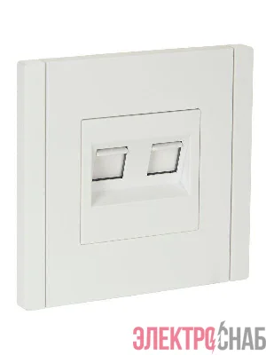 Розетка компьютерная 2-м RJ45 кат.5E FORTE&PIANO FP233 бел. IEK FP-K20-1-K01