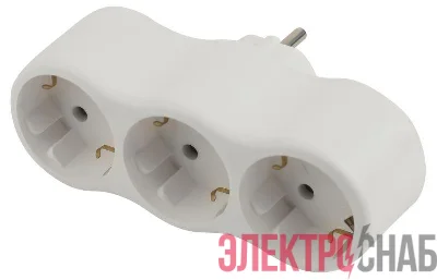Разветвитель 3-м с заземл. 16А IP20 SPx-3e-W бел. Эра Б0053479