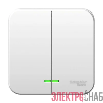 Выключатель 2-кл. ОП Blanca 6А IP20 (сх. 5) 250В с подсветкой с изолир. пластиной бел. SE BLNVA065111