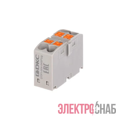 Блок распределительный зажим push-in 4 точки подключения 25кв.мм сер. DKC DTP1-004-04SPUG