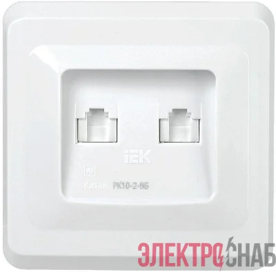 Розетка компьютерная 2-м Вега RJ45 кат.5E РК10-2-ВБ бел. IEK EKV25-K01-DM
