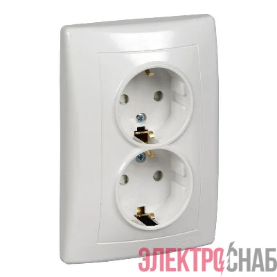 Розетка 2-м СП Sedna защ. шторки с заземл. бел. SchE SDN3000721