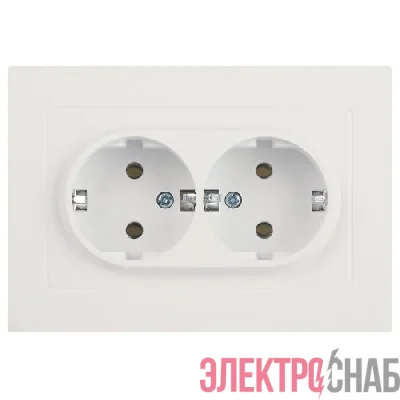 Розетка 2-м СП Accent 6-205-01М 16А IP20 250В 2P+E Schuko AL/CU бел. матов. Intro Б0063487