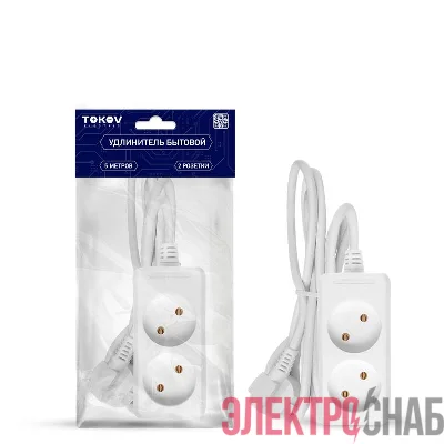 Удлинитель 2х5м без заземл. 10А 2х0.75 TOKOV ELECTRIC TKE-C01-BU2-5-075