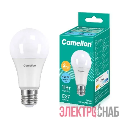 Лампа светодиодная LED11-A60/845/E27 11Вт грушевидная матовая 4500К бел. E27 925лм 170-265В Camelion 12036