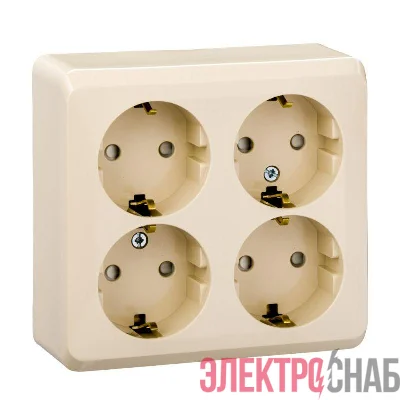 Розетка 4-м ОП Этюд 16А 250В защ. шторки с заземл. крем. SchE PA16-208K