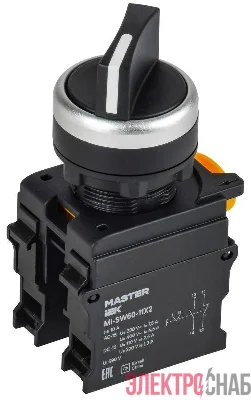 Переключатель 2 полож. 1НО+1НЗ черн. MASTER IEK MI-SW60-11X2-3-24-2-K02
