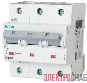 Выключатель автоматический модульный 3п C 80А 20кА PLHT-C80/3 EATON 248039