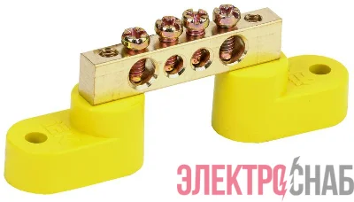 Шина PE "земля" ШНИ-6х9-4-У2-Ж на двух угловых изоляторах IEK YNN10-69-4C2-K05