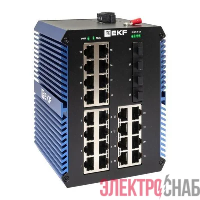 Коммутатор неуправляемый промышленный U-4GX/SFP-24GTP 4 порта 1000Base-X SFP 24 порта 10/100/1000Base-T(X) RJ45 c PoE монтаж на DIN-рейку TSX EKF TSX-U-4GX/SFP-24GTP