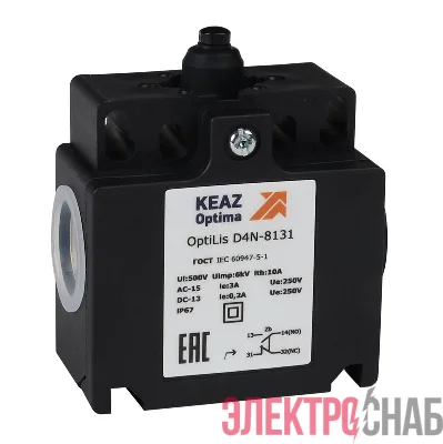 Выключатель концевой OptiLiS D4N-8131 толкатель пластик. EN 50047 XCKT2112P16 КЭАЗ 365314