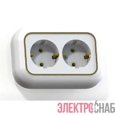 Розетка 2-м СП Валентина РС16-830 16А IP20 с заземл. бел./зол. Кунцево 5448