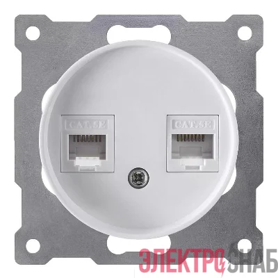 Розетка компьютерная 2-м СП Florence RJ45 кат.5E механизм бел. (1E20901300) OneKeyElectro 2172772