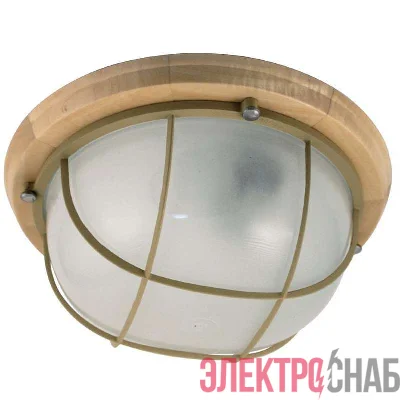 Светильник НББ 03-100-010 IP65 "Терма 1102" круг большой мат. /корпус с решеткой дер. липа (инд. упак.) Элетех 1005501027