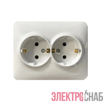 Розетка 2-м Karina Life с заземл. ПБТ бел. LEZARD 708-0200-127B