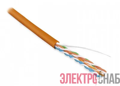 Кабель витая пара U/UTP кат.5E 4х2х24AWG solid LSZH нг(А)-HF UUTP4-C5E-S24-IN-LSZH-OR-305 оранж. (уп.305м) Hyperline 46858