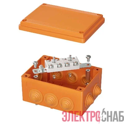 Коробка ответвительная FS 150х110х70мм 4р 450В 32А 10кв.мм нерж. контакт с каб. вводами и клеммн. IP55 пластик. DKC FSK21410
