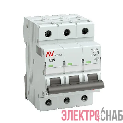 Выключатель автоматический модульный 3п C 25А 6кА AV-6 AVERES EKF mcb6-3-25C-av