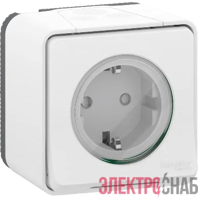Розетка ОП Mureva защ. шторки с заземл. винтовые клеммы бел. IP55 SchE MUR39206