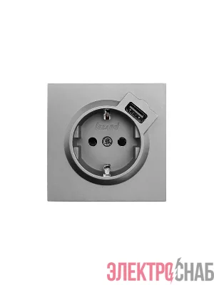 Розетка 1-мест. с/з+USB разъем СП ZIMA IP20 сер. матов. LEZARD 704-7488-181