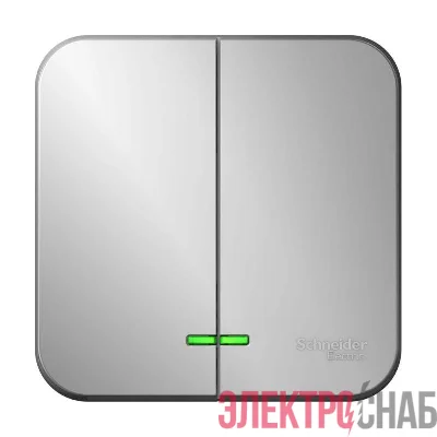 Выключатель 2-кл. ОП Blanca 10А IP20 (сх. 5) 250В с подсветкой с изолир. пластиной алюм. SchE BLNVA105113