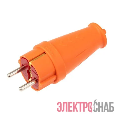 Вилка прямая влагозащ. 16А IP44 с заземл. COMPACT каучук оранж. Rexant 111-202