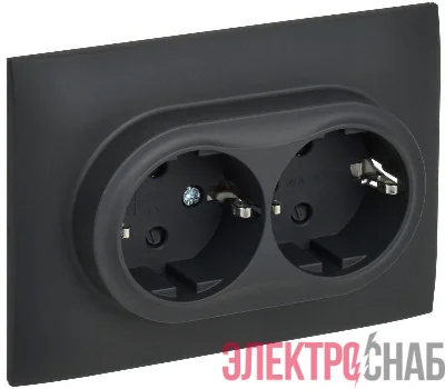 Розетка 2-м SKANDY 16А с заземл. защ. шторки в сборе SK-R07G графит IEK SK-R24-16-K53-F