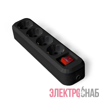 Колодка удлинителя 4-м с заземл. с выкл. АБС-пластик черн. UNIVersal 1403