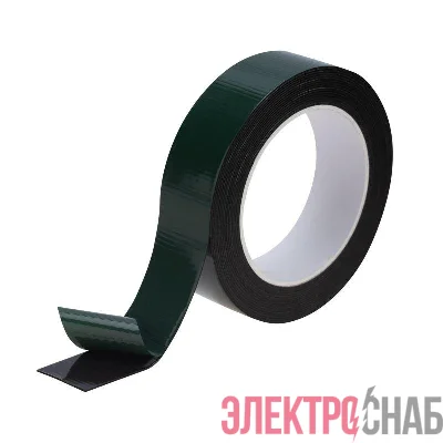 Скотч двухстор. 30ммх5м зел. на черной основе Rexant 09-6130