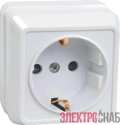 Розетка 1-м ОП Октава РС20-3-ОБ 16А IP20 с заземл. бел. IEK ERO11-K01-16-DC