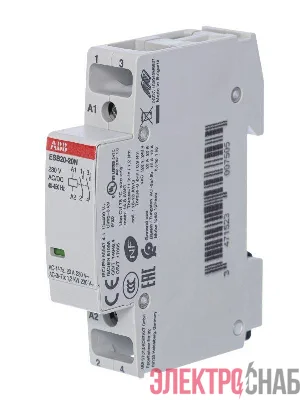 Контактор ESB20-20N-06 модульный (20А АС-1 2НО) катушка 230В AC/DC ABB 1SBE121111R0620