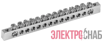 Шина PEN "земля-ноль" 6х9мм 14/2 Ni (14групп/крепеж по краям) IEK YNN11-14-100-N