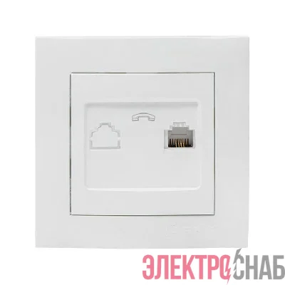 Розетка телефонная 1-м СП Валенсия RJ11 бел. PROxima EKF EWT01-034-10