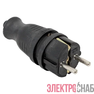Вилка прямая 16А 2P+PE 230В IP44 каучук PROxima EKF RPS-011-16-230-44-r