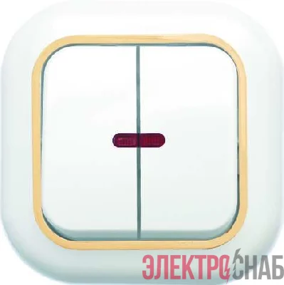 Выключатель 2-кл. СП Валентина  10А IP20 С56-175 с индик. бел./зол. Кунцево 7650