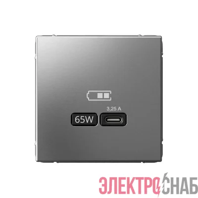 Розетка USB ArtGallery тип C 65Вт QC PD высокоскор. ЗУ механизм сталь SE GAL000927