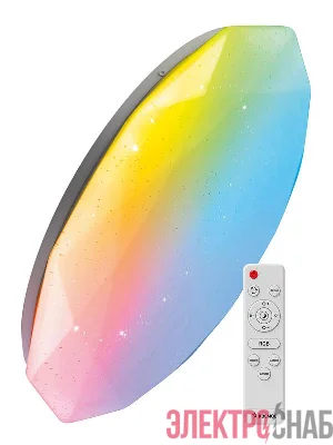 Светильник светодиодный PREMIUM DIAMOND-RGB 75Вт 230В 3000-6500К 6000лм IP40 502х83мм настенно-потолочный управляемый с пультом ДУ с RGB подсветкой КОСМОС KSDiamRGB75W