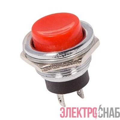 Выключатель-кнопка металл 250В 2А (2с) OFF-(ON) d16.2 красн. (RWD-306) Rexant 36-3351