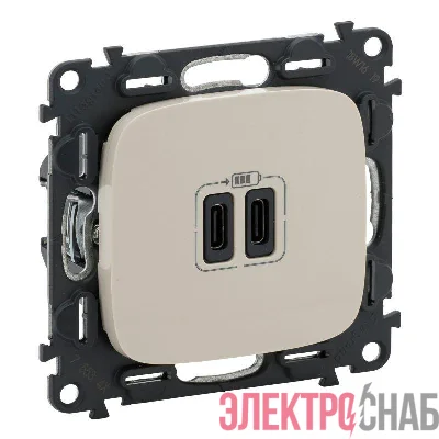 Устройство зарядное Valena Allure с 2-мя USB-разьемами тип C-тип C 240В/5В 3000мА с лиц. панелью сл. кость Leg 755346