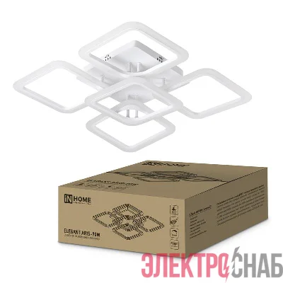 Светильник светодиодный ELEGANT ARIS-90W 90Вт 3000-4000-6500К 7000лм 230В 590х590х130мм с пультом ДУ IN HOME 4690612035406
