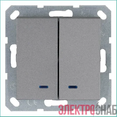 Выключатель 2-кл. 10А IP20 с подсветкой механизм алюм. Jasmart G3023NS