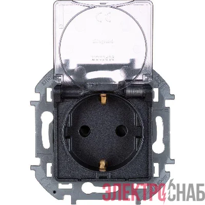 Розетка 1-м СП Inspiria 16А IP44 250В 2P+E защ. шторки с крышкой немецк. стандарт механизм антрацит Leg 673743