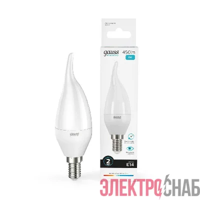 Лампа светодиодная Elementary 6Вт свеча на ветру 4100К нейтр. бел. E14 450лм GAUSS 34126