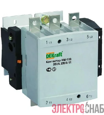 Контактор КМ-103 330А кат. 220В AC 1НО+1НЗ AC-3 DEKraft 22160DEK