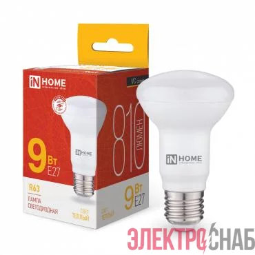 Лампа светодиодная LED-R63-VC 9Вт рефлектор 3000К тепл. бел. E27 810лм 230В IN HOME 4690612024301