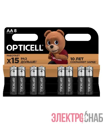 Элемент питания алкалиновый AA/LR6 (блист. 8шт) Basic Opticell 5051008