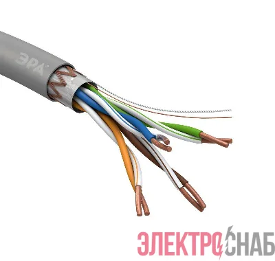 Кабель витая пара SF/UTP 4х2х24 AWG Cat5e CU PVC (уп.305м) ЭРА Б0044691