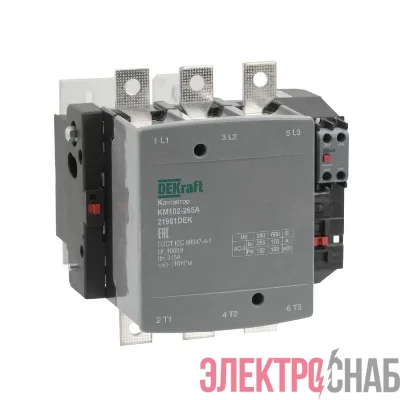 Контактор 265А 220В АС АС3 АС4 1НО+1НЗ КМ-102 DEKraft 21961DEK