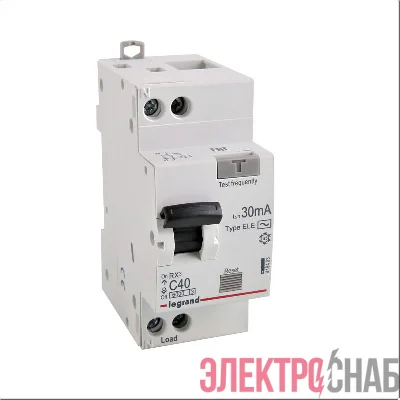 Выключатель автоматический дифференциального тока 2п (1P+N) C 40А 30мА тип AC 6кА RX3 ИЭК Leg 419403